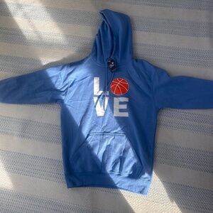 Blue I love basket ball hoodie